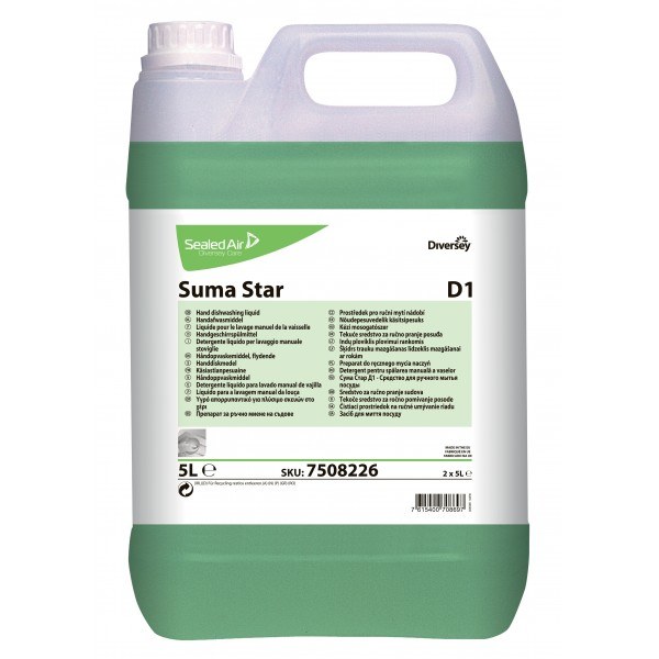 Suma Star D1 detergente piatti concentrato 2 lt+1 tappo dos. - 6 pz x ct
