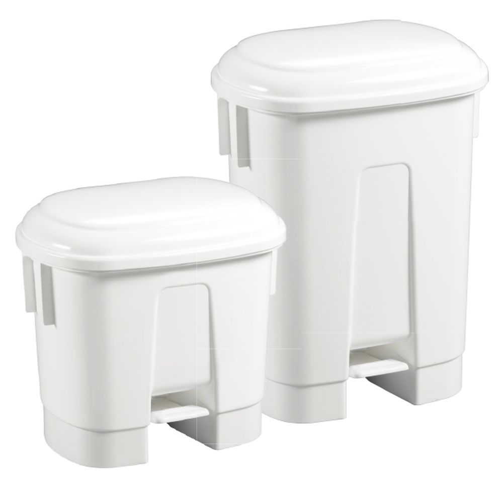 Contenitore rifiuti pedale ABS cop. bianco c/divisorio 2x15L
