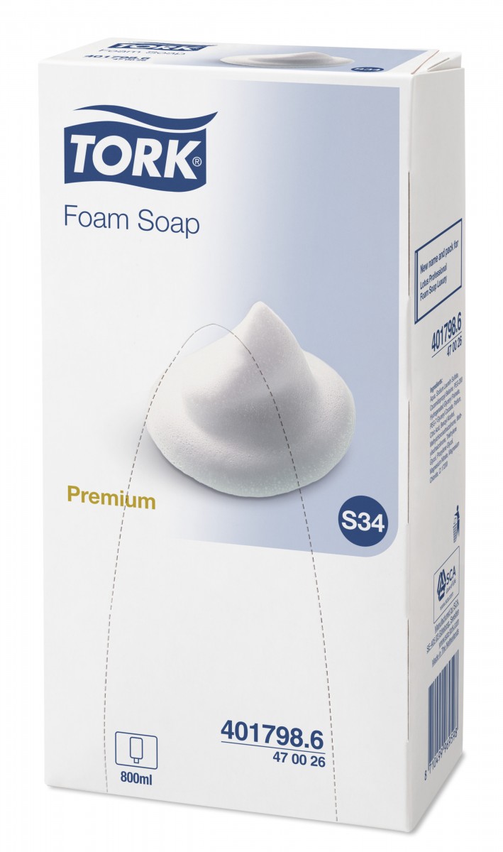 Sapone schiuma Tork Classic Premium senza profumo 800 ml S34 ct 6 pz