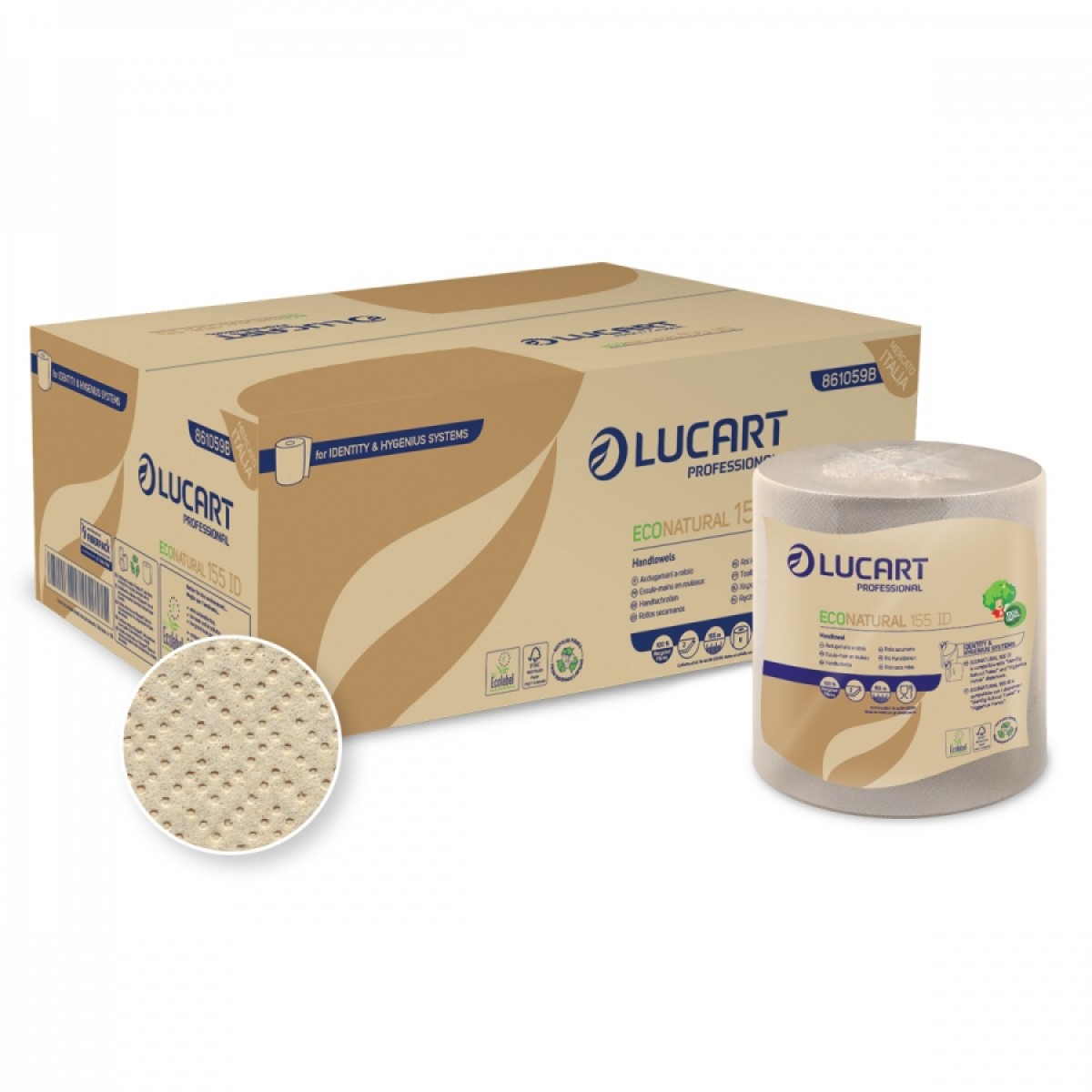 Asciugamano a rotolo Lucart Econatural Identity 2 v 155 M 208 str 6 pz x ct