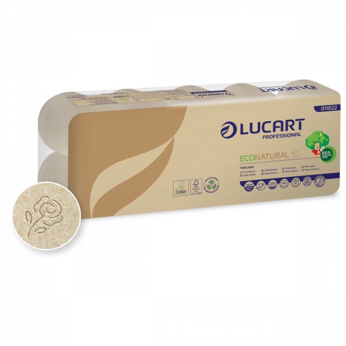 Carta igienica rotolo Lucart Econatural 2 v 19,8 M 180 str 10 pz x ct