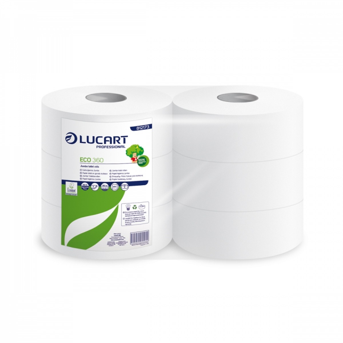 Carta igienica maxi jumbo Lucart Eco 2 v 360 M 973 str 6 pz x ct