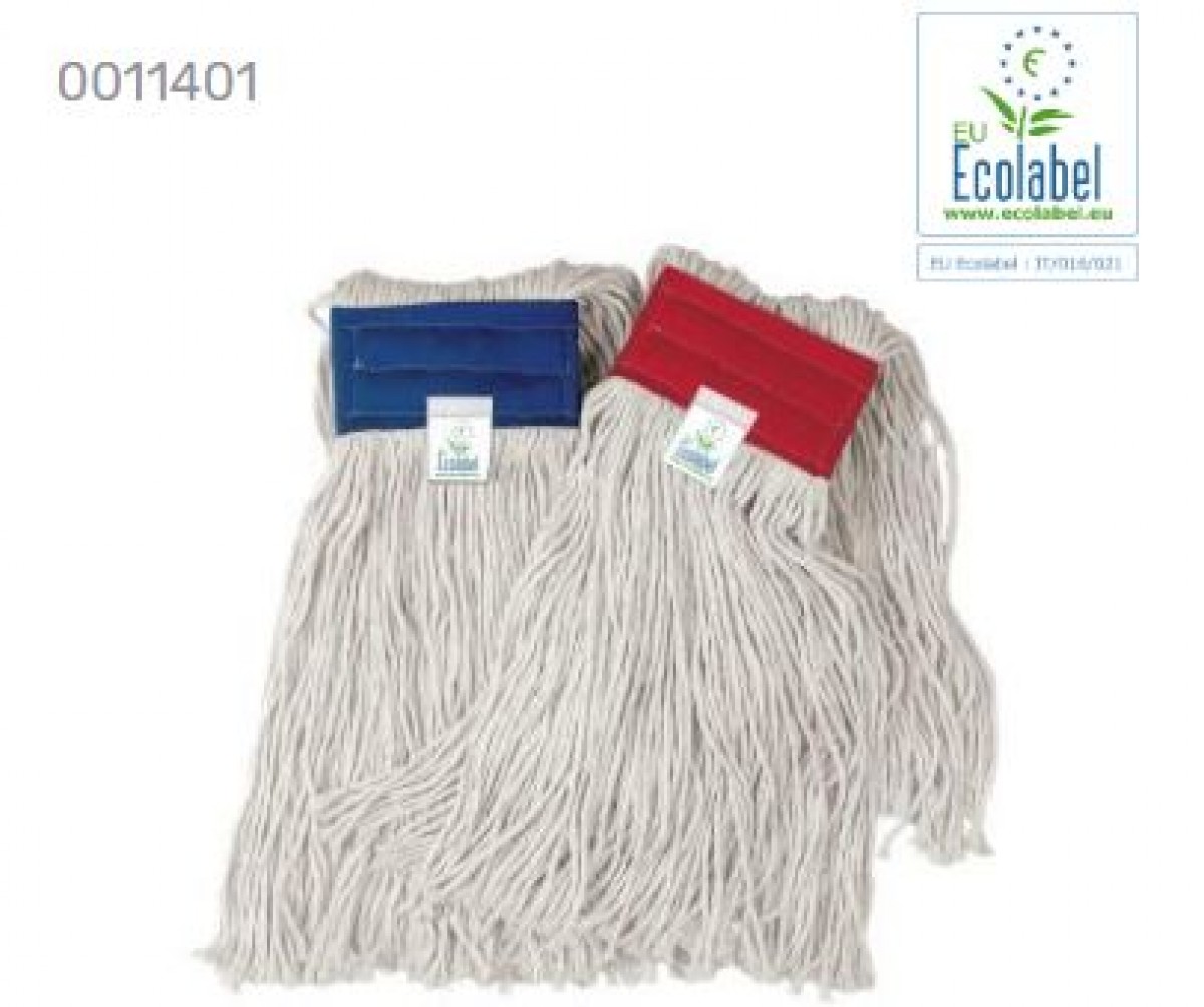 Mop cotone 400 gr. pinza Ecolabel supporto blu