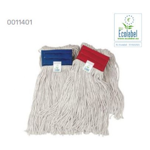 Mop cotone 400 gr. pinza Ecolabel supporto rosso