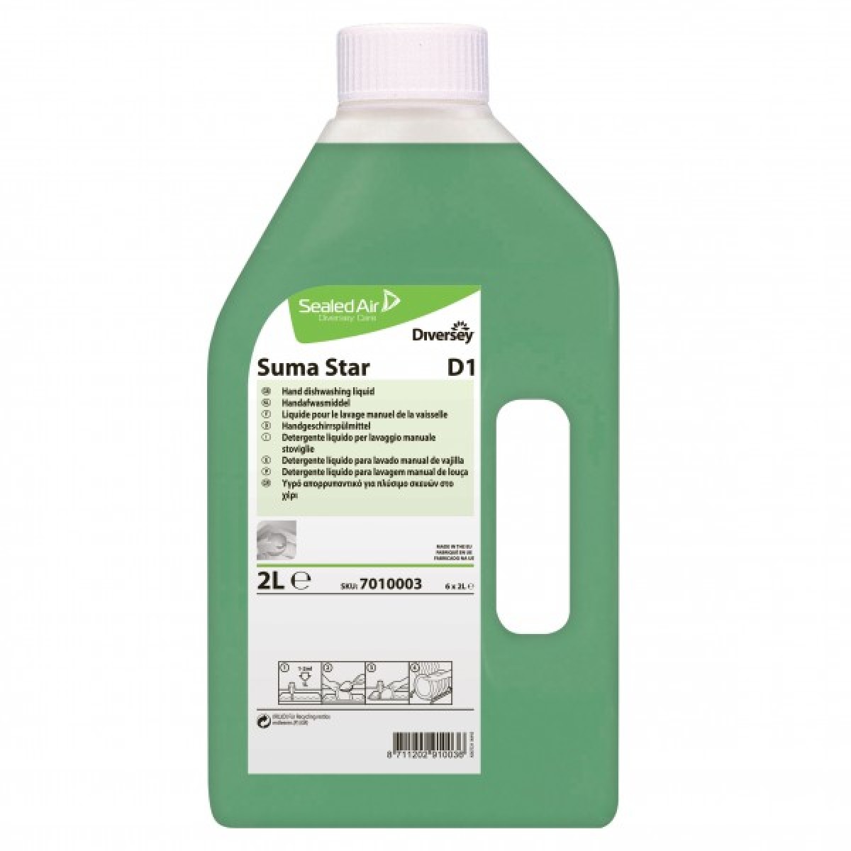 Suma Star D1 detergente piatti concentrato 2 lt+1 tappo dos. - 6 pz x ct