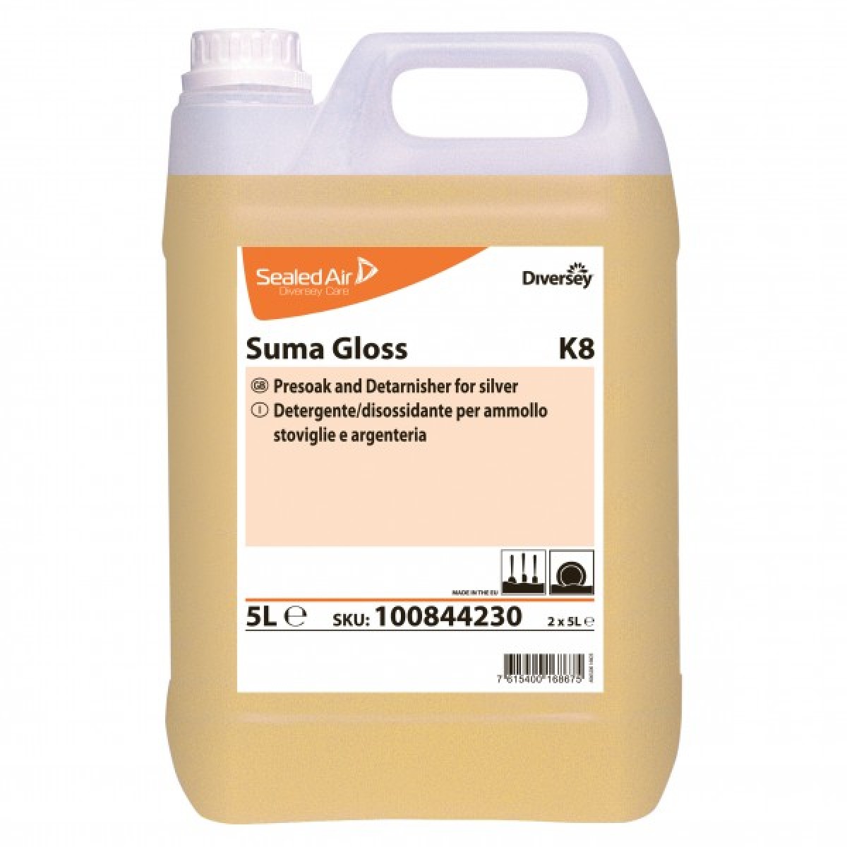 Suma Gloss K8 disossidante ammollo stoviglie argento acciaio 5 lt - 2 ta x ct