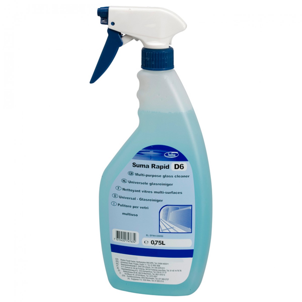 Suma Rapid D6 detergente alcolico vetri e superfici 750 ml- 6 pz x ct