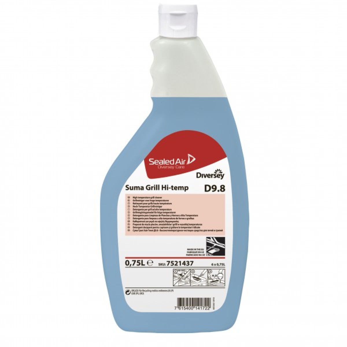 Suma Grill Hi-Temp D9.8 det. piastre grill sup. calde 750 ml - 6 pz x ct