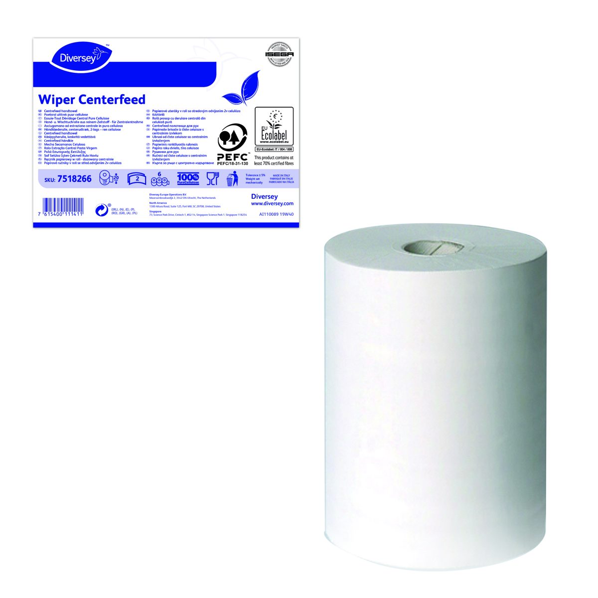 Asciugamano a rotolo EC pura cellulosa 2v 150 mt d.20 cm - 6 pz x ct