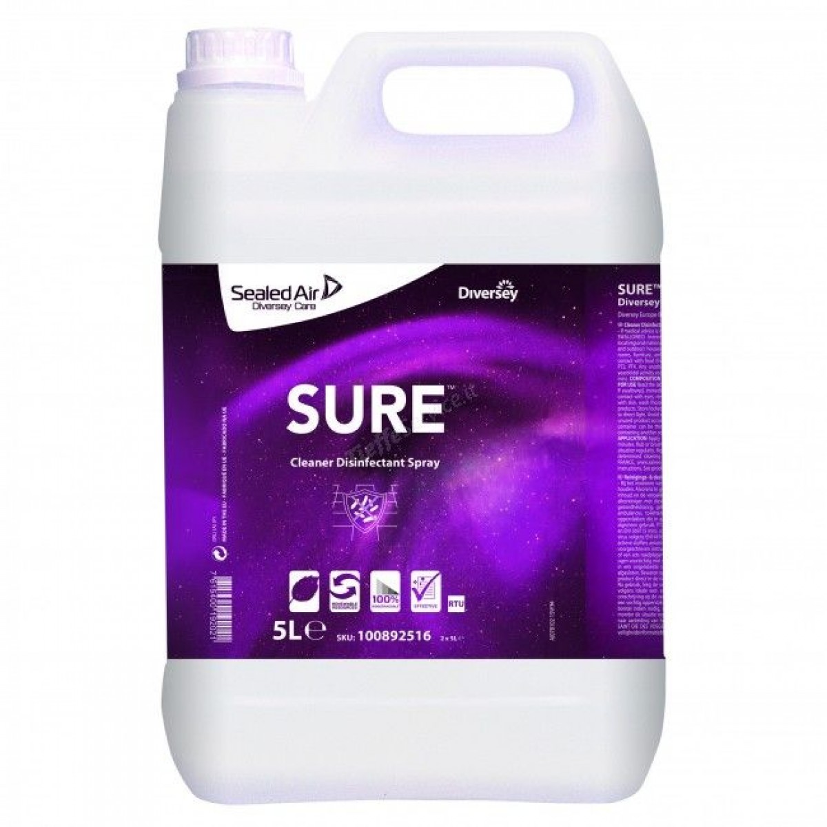 SURE Cleaner Disinfectant Spray det. disinfettante 5 lt - 2 ta x ct