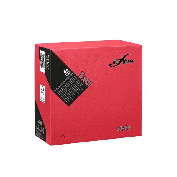 Tovagliolo pura cell. 38x38 Tissue rosso - 2 v 40 pz x cf - 36 cf x ct