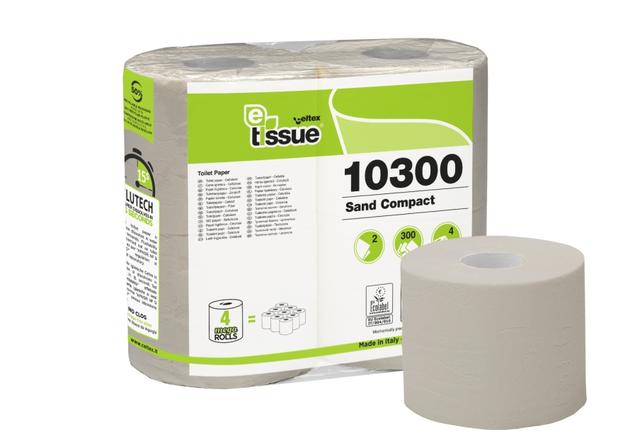 Carta igienica rotolo E-Tissue avana Compact - 3 v 33 M 300 str - 4 pz x cf - 6 cf x ct ES