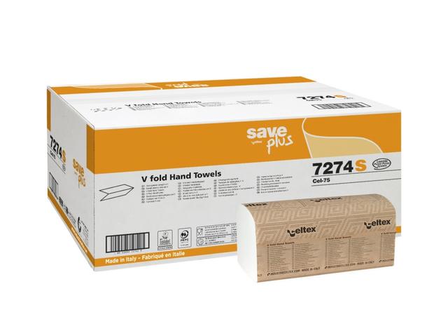 Asciugamani piegati a V Save 25x21 cm - 2 v 200 fogli x cf - 15 cf x ct