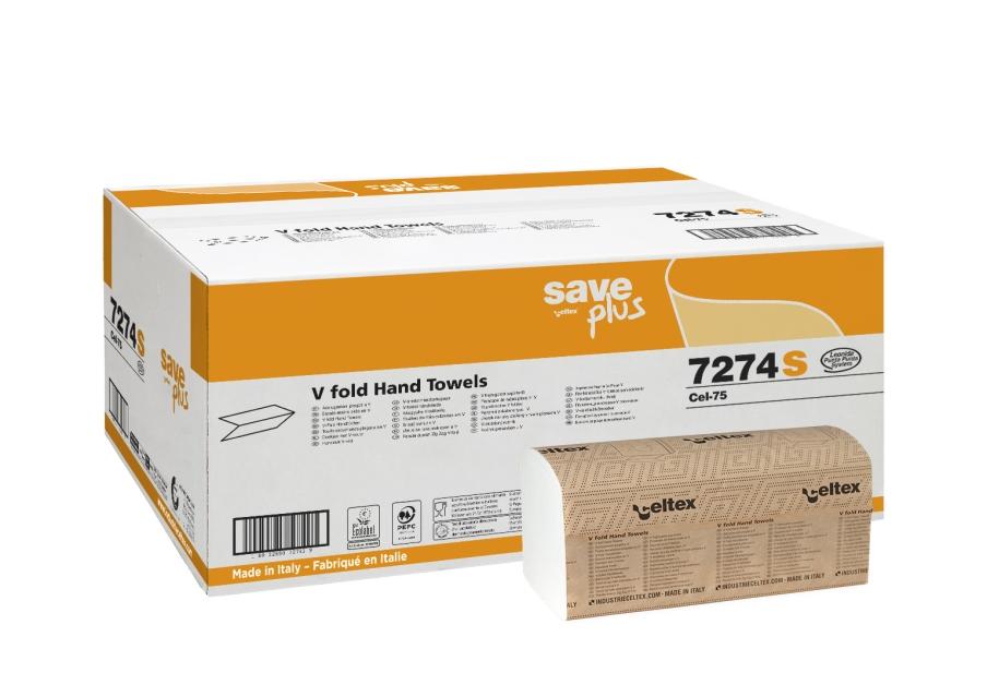 Asciugamani piegati a V Save 25x21 cm - 2 v 200 fogli x cf - 15 cf x ct