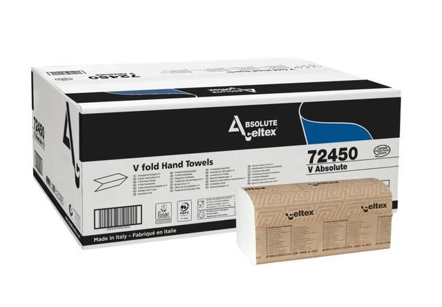 Asciugamani piegati a V Absolute 21,5x21 - 2 v 250 fogli x cf - 20 cf x ct