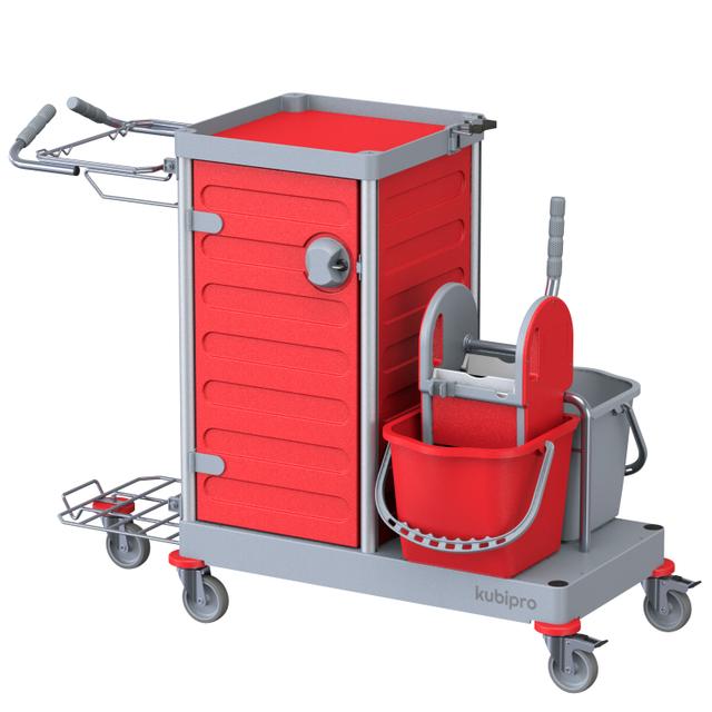 Carrello Kubi 4 ruote metallo diam.100 mm- col.grigio/rosso