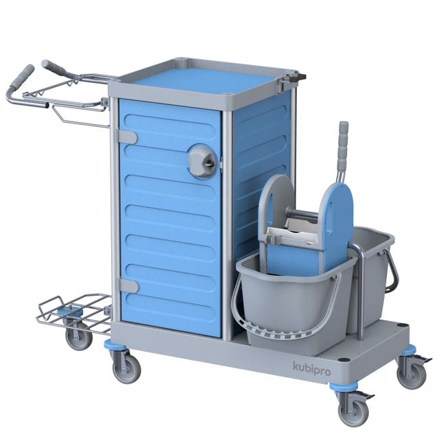 Carrello Kubi 4 ruote metallo diam.100 mm-col.grigio/azzurro