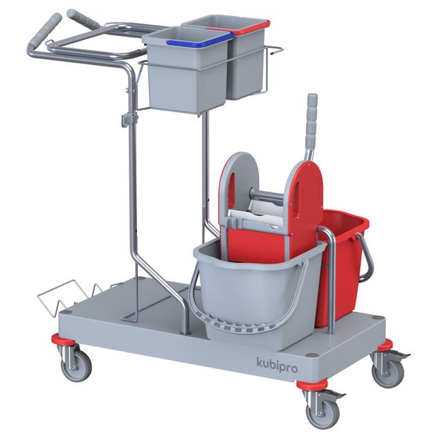 Carrello Kubi 6 ruote metallo diam.100 mm- col.grigio/rosso