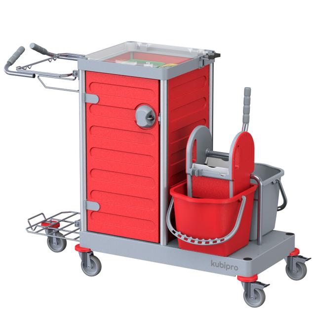 Carrello Kubi 5 pressa plastica col.grigio/rosso