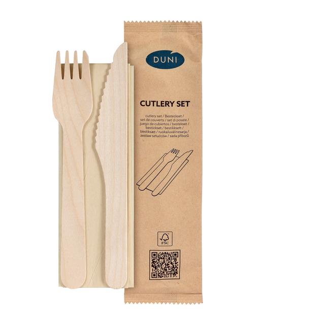 Bis Coltello forchetta + tovagliolo bamboo marrone - 1 pz x cf - 250 cf x ct