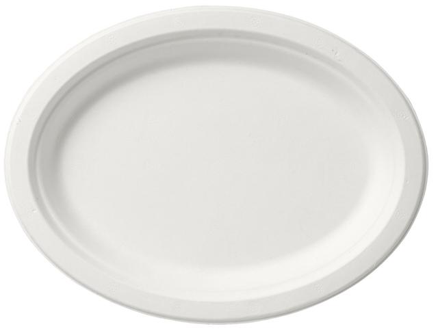 Piatto ovale bagassa bianco 260x200x20 mm - 125 pz x cf - 2 cf x ct
