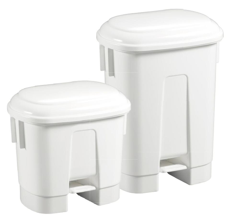 Contenitore rifiuti pedale ABS cop. bianco c/divisorio 2x15L