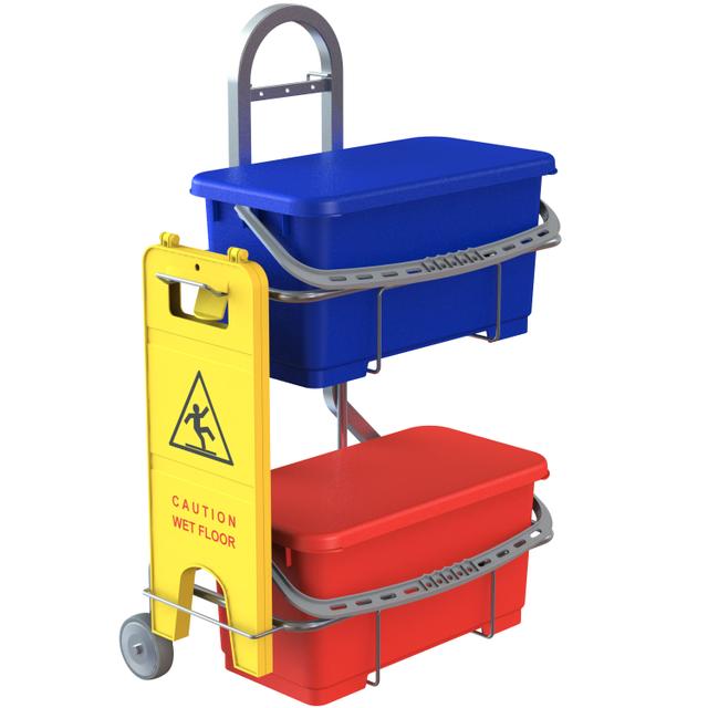 CARRELLO MICROPENSILE INOX COPERCHI PLASTICA - blu/rosso