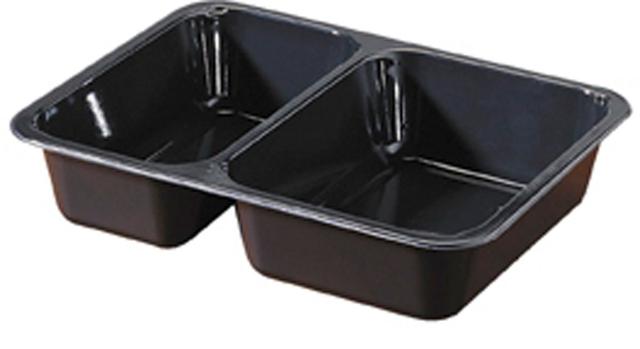 Vaschetta 2 scomp. 655 / 455 ml 225x175x43mm CPET Nero - 300 pz x ct