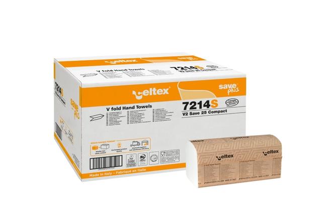 Asciugamani piegati a V Save Compact 25x21 cm - 2 v 250 fogli x cf - 12 cf x ct