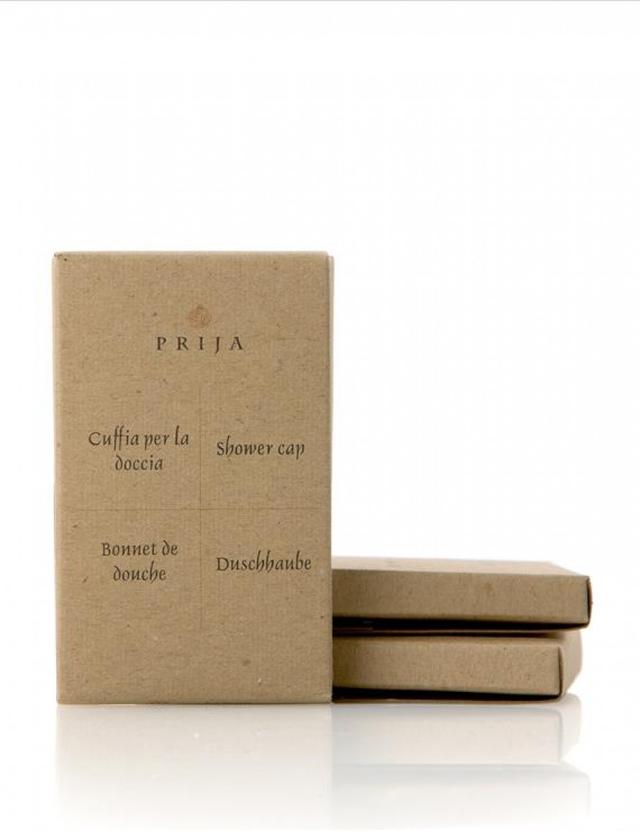 Cuffia doccia Prija in astuccio di carta riciclata - 1000 pz