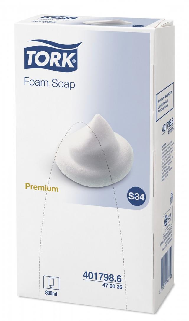 Sapone schiuma Tork Classic Premium senza profumo 800 ml S34 ct 6 pz