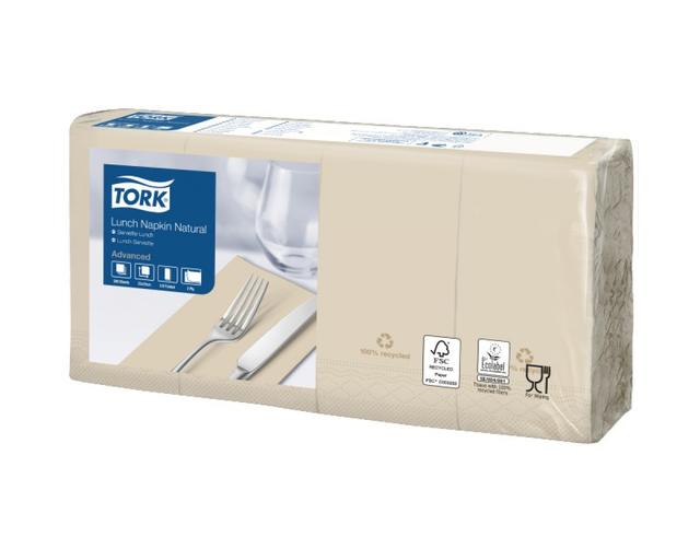Tovagliolo Tork Lunch Natural 2v 33x33 p.1/8 Ecolabel ct 10x200 pz