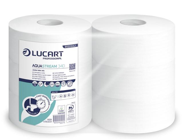 Carta igienica maxi jumbo Lucart Aquastream 2 v 340 M 1307 str 6 pz x ct