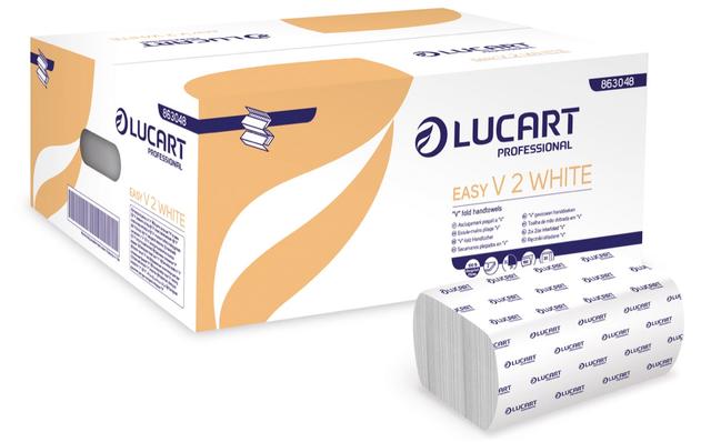 Asciugamani piegati a V Lucart Easy V2 White 21x21 2 v 190 fogli 20 pz x ct