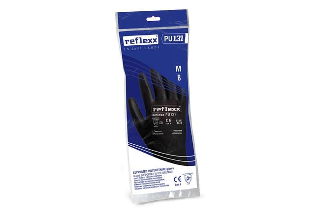 Guanto supportato PU13 PES poliuretano nero L - 1 paio ES