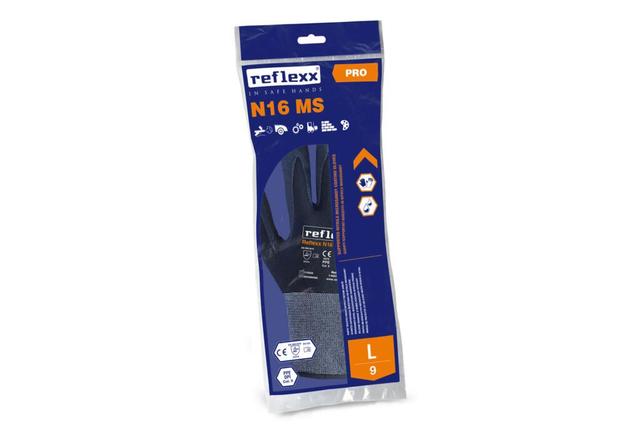 Guanto supportato N16 PA nitrile microsandy nero tg.S-1 paio