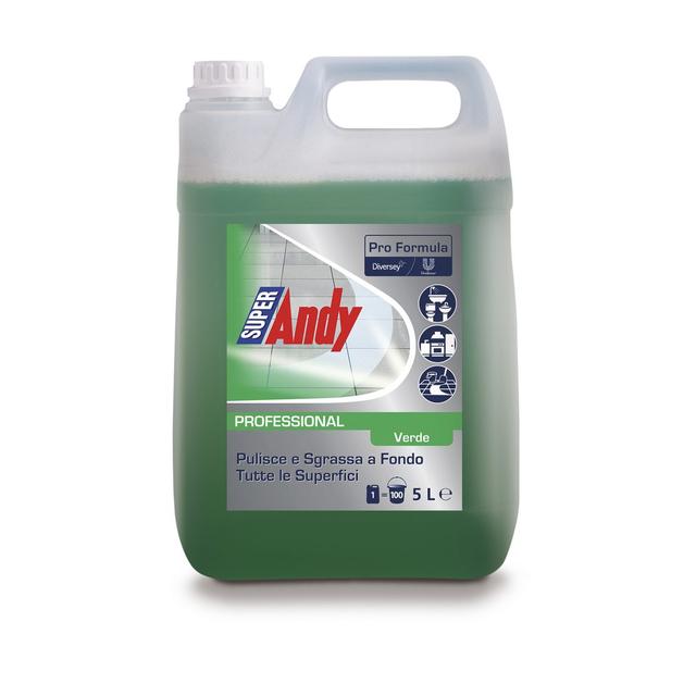 SuperAndy Verde det. prof. pavimenti e sup. no risciacquo 5 lt - 2 ta x ct