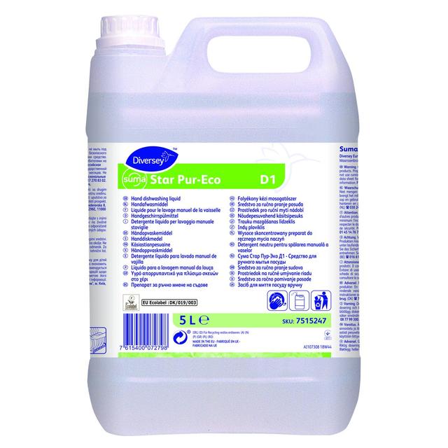 Suma Star Pur-Eco D1 deterg. lavaggio manuale stoviglie 5 lt - 2 ta x ct