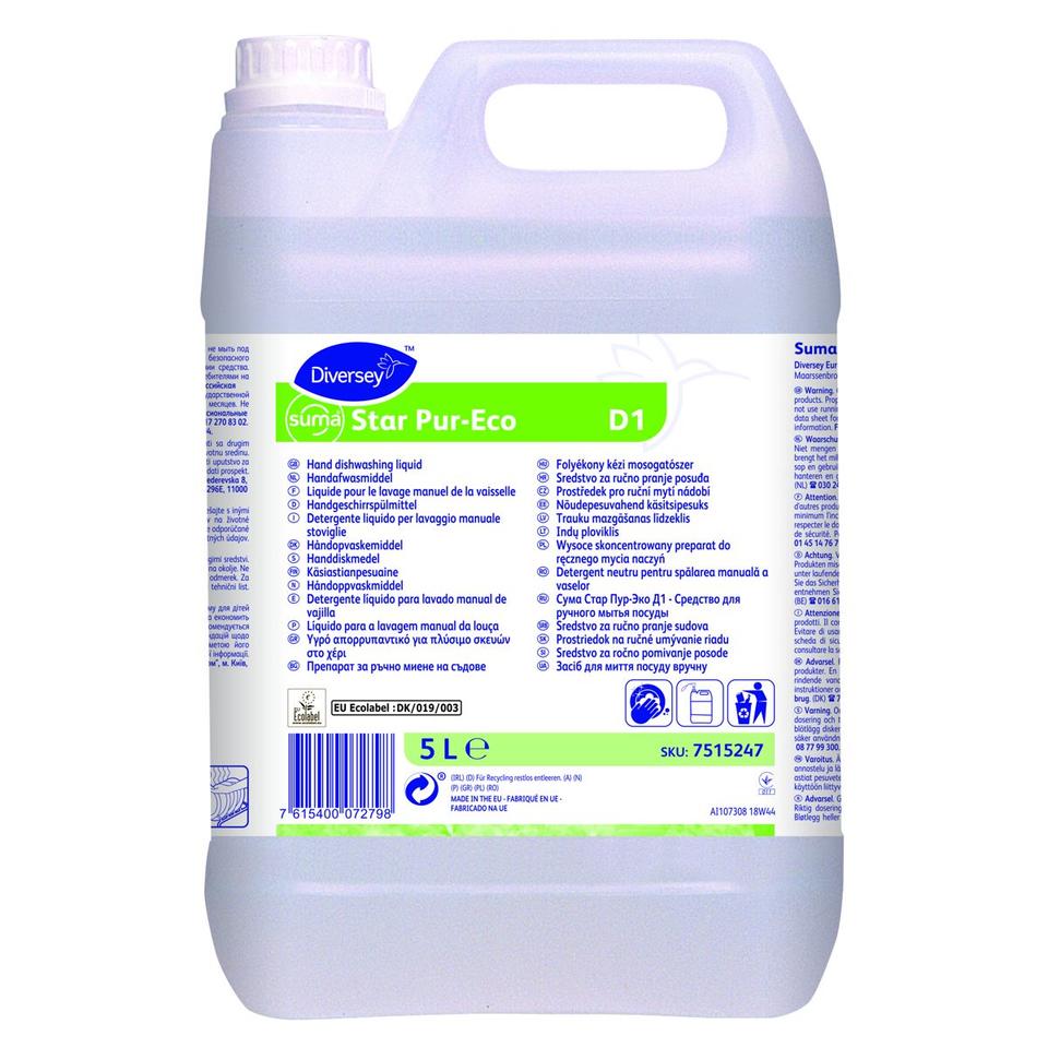 Suma Star Pur-Eco D1 deterg. lavaggio manuale stoviglie 5 lt - 2 ta x ct