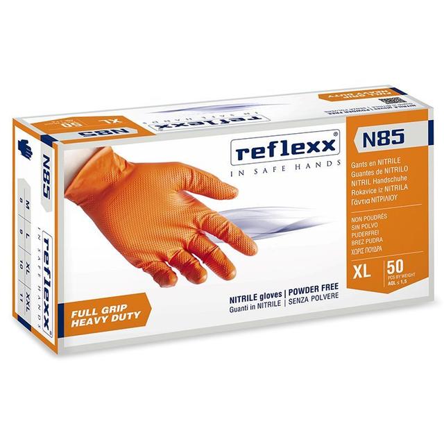Guanto monouso N85 nitrile sp 8,4 gr arancio tg L 50 pz