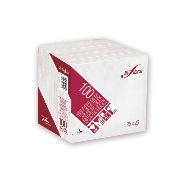 Tovagliolo pura cell. 25x25 bianco - 2 v 100 pz x cf - 30 cf x ct