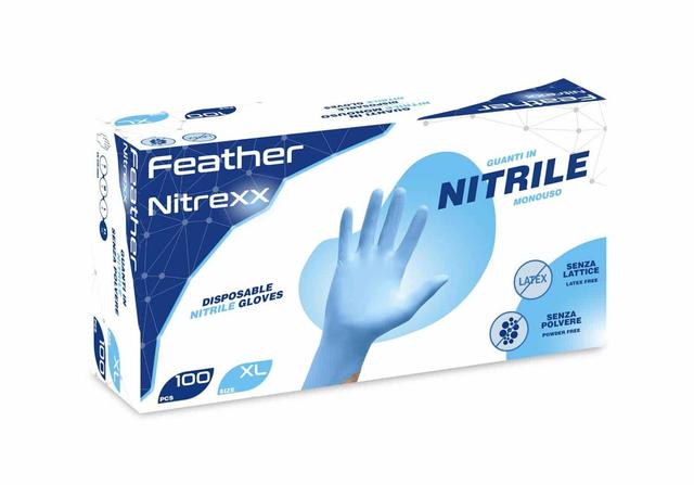 Guanto monouso Feather nitrile s/p 2,8 gr. tg. S