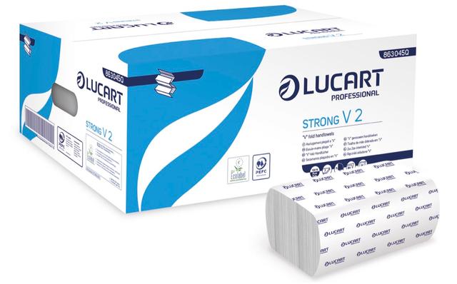 Asciugamani piegati V Lucart Strong V2 Ecolabel V2 21x21 cm - 190 fogli x pz - 20 pz x ct